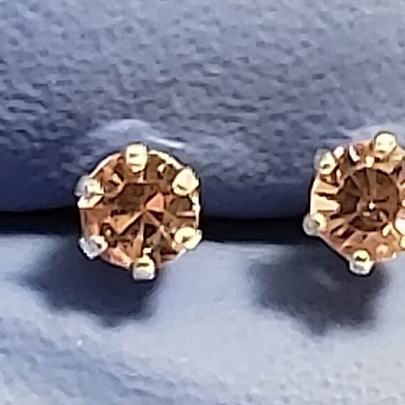 Swarovski Crystal Element - Stlg Silver Overlay Pink Stone "Tiny" Stud Earrings - Picture 9 of 13